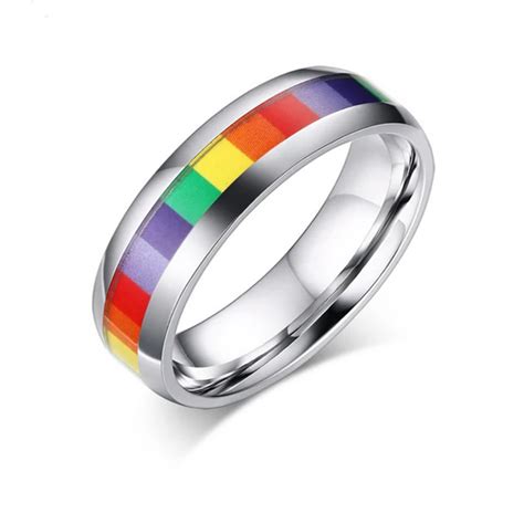 2017 New Arrival Outside Rainbow Lgbt Ring For Men Couple Ts