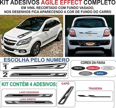 Kit Adesivo Lateral Capo Traseira Agile Effect Chevrolet