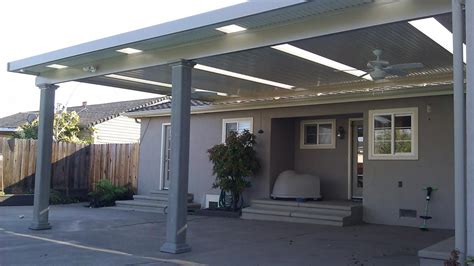 Solid Cover With Skylights And Stucco Columns Covered Patio Plans