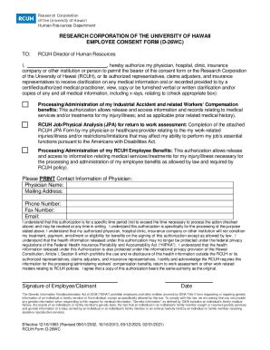 Fillable Online Employee Consent Form D Wc Fax Email Print Pdffiller