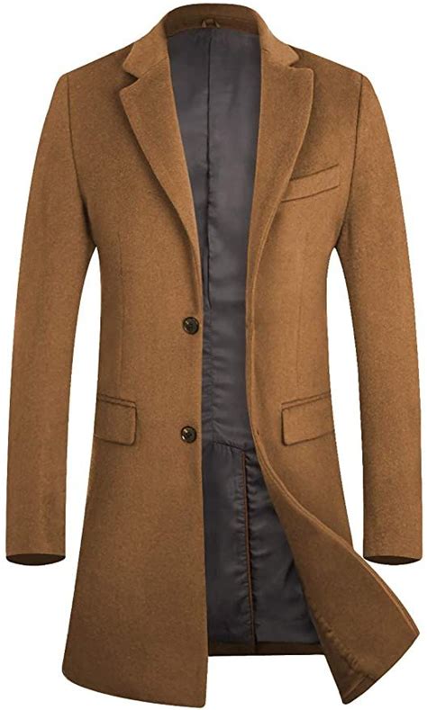 Aptro Mens Wool Trench Coat Single Breasted Wool Blend Premium Top