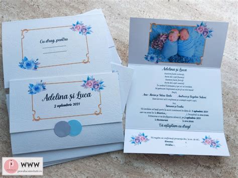 Invitatie De Botez Cu Poza Gemeni Pravalia Cu Invitatii