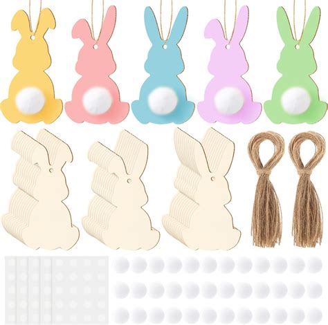 Amazon Gerrii 20 Pcs Easter Wooden Bunny Cutouts Unfinished Bunny