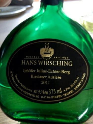 Hans Wirsching Iph Fer Julius Echter Berg Rieslaner Auslese Vivino Us