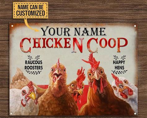 Personalized Chicken Coop Sign Metal Chicken Sign Indoor Outdoor Made