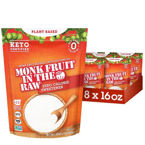 Amazon Monk Fruit In The Raw Sweetener Baker S Bag 16 Oz 8 Pack