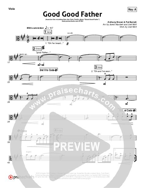 Good Good Father Viola Sheet Music Pdf Chris Tomlin Praisecharts