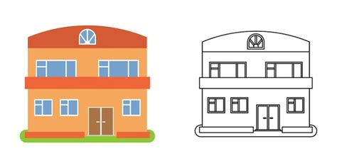 Premium Vector House Front View In Flat And Line Style