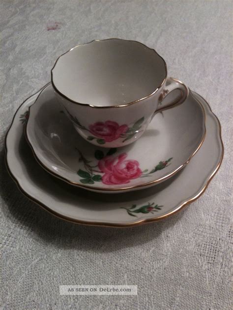 Meissen Rote Rose Kaffee Gedeck Mit Blumen Malerei 3 Tlg