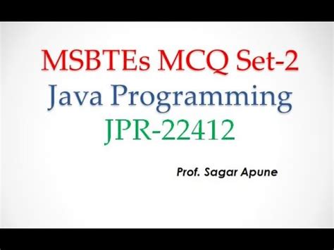 Java MCQ Set 2 JPR MCQ Set 2 MSBTE YouTube