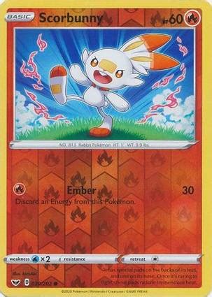 Scorbunny 030 202 Sword Shield Pokemon Card Poke Card Values