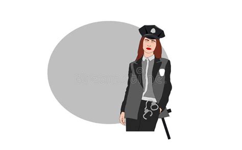 Woman Police Uniform Holding Gun Stock Illustrations 35 Woman Police