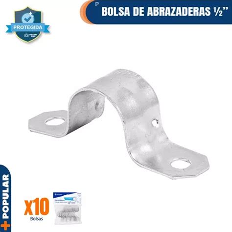 Abrazadera Tubo Tipo Omega 1 2 10 Bolsas Volteck 46923