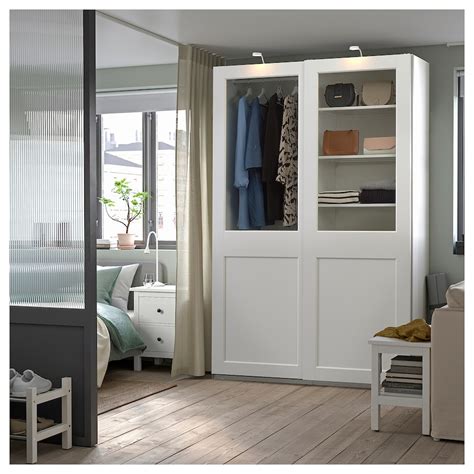 Pax Grimo Wardrobe Combination White Clear Glass White 150x66x236