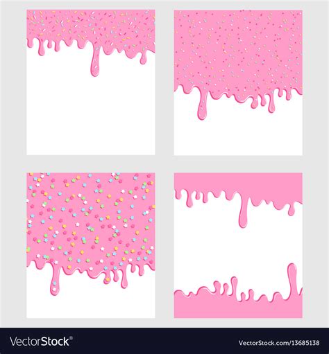 Pink Donut Glaze Background Set Liquid Sweet Flow Vector Image