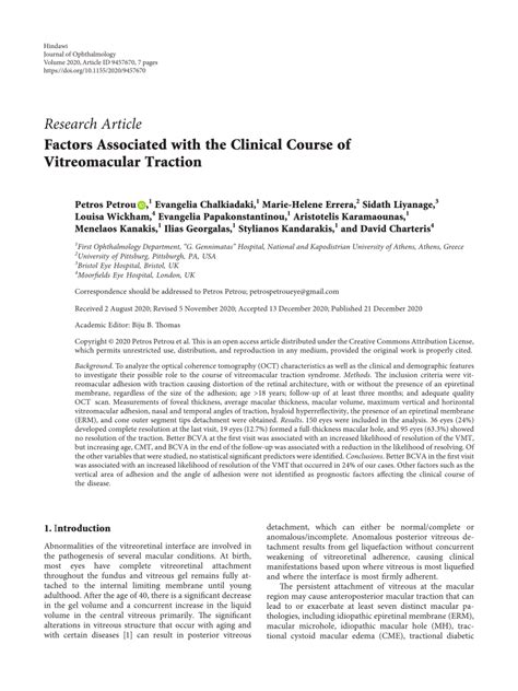 PDF Factors Associated With The Clinical Course Of Vitreomacular Traction