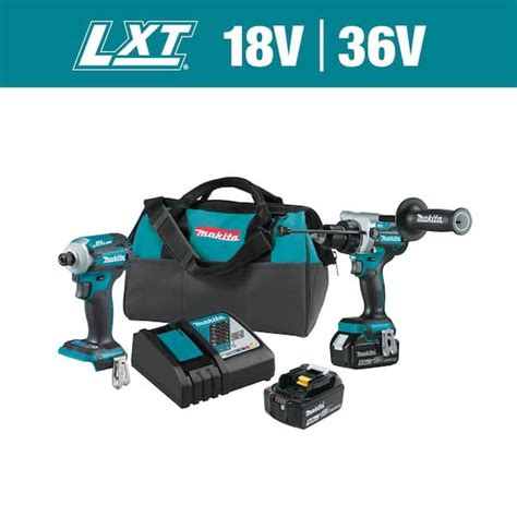 Makita 18v Lxt Lithium Ion Brushless Cordless Combo Kit 5 0 Ah 2 Piece Xt288t The Home Depot