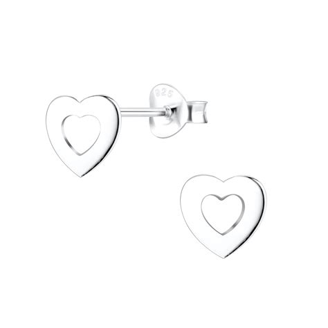 Silver JD Sterling Silver Heart Ear Studs JD10608