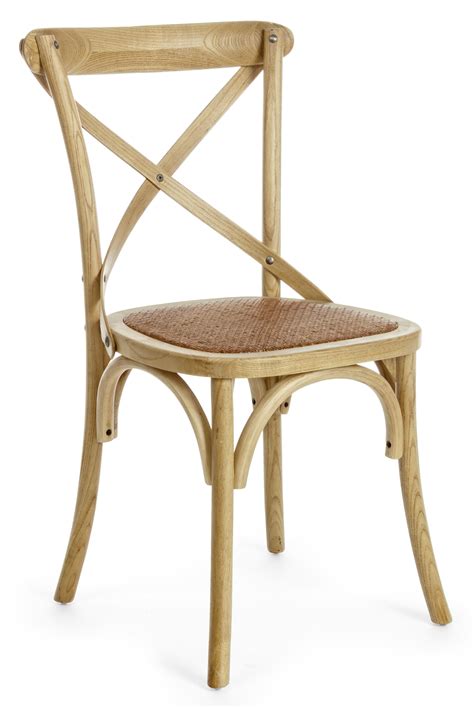 Chaise de cuisine Kiken Fusion élégante de bois d orme et rotin