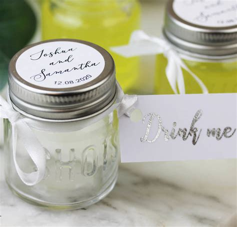 Personalised Shot Glass Wedding Favours With Card Tags By Hearth
