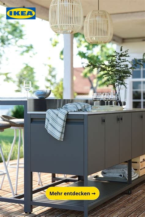 IKEA BÅTSKÄR Kücheninsel für draußen Bartisch dunkelgrau Tiefe