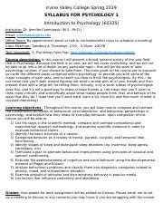 Czerniawski Syllabus Psych Ivc Spring Docx Irvine Valley