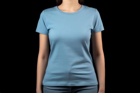 Maqueta De Camiseta Azul Suave Foto Premium