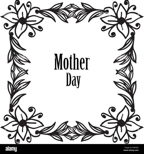 Card Mother Day Design Silhouette Flower Frame Style Elegant Vector