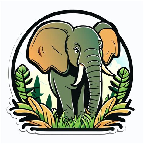 Premium Vector Cartoon African Forest Elephant Sticker Illustration