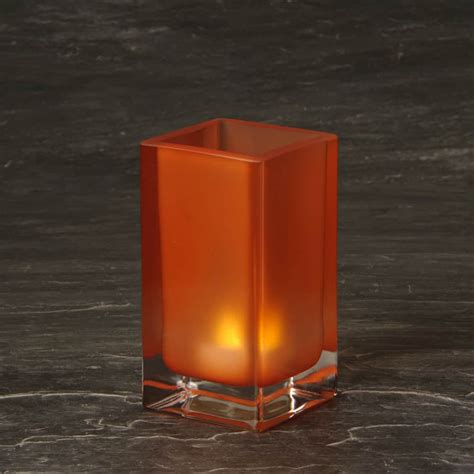 Orange Frosted Glass Tall Cube Holder Sch8660 08 Smart Candle