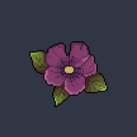 Lila Blume Im Pixel Art Stil Premium Vektor