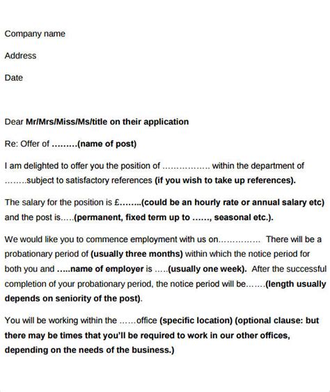 Offer Letter Examples Word Pages Google Docs Outlook How To