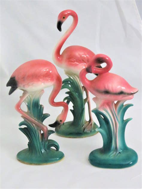 Vintage S Pink Flamingo Figurine Trio Art Deco Made In Etsy