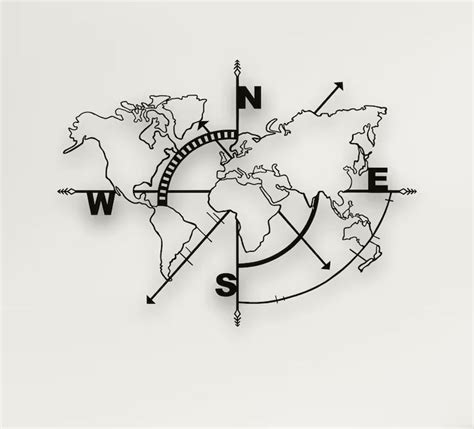 Metal World Map Wall Art World Map No Borders World Map Compass