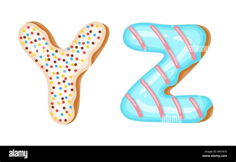 Donut Icing Upper Latters Y Z Font Of Donuts Bakery Sweet Alphabet