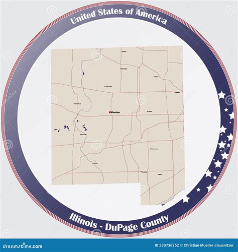 Map Of Dupage County In Illinois Stock Vector Illustration Of City America 230736252