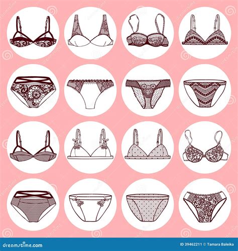 Hand Drawn Vector Lingerie Set Stock Vector Illustration Of Decor