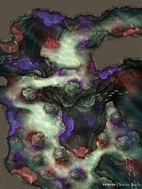 Free Ttrpg Battlemap Underwater Cavern Seafoot Games