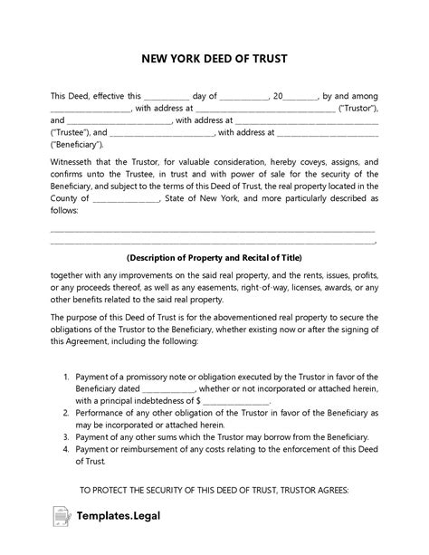 New York Deed Forms And Templates Free Word Pdf Odt