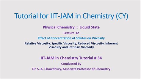 Iit Jam Chemistry Tutorial Liquid State L Effect Of