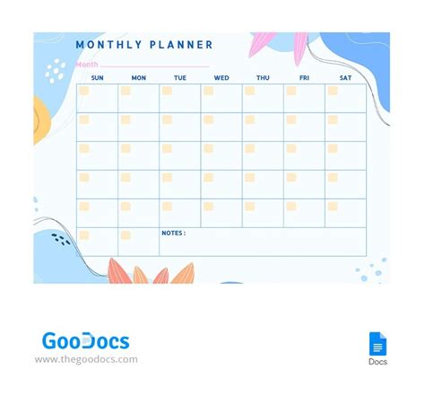 Free Cute Monthly Planner Template In Google Docs