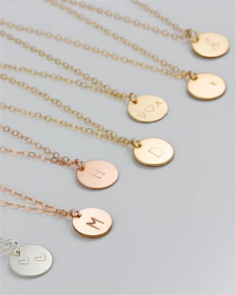 Monogram Initial Necklace Initial Disc Necklace