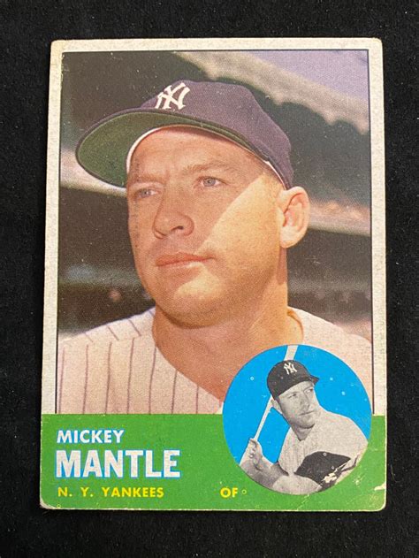 Lot - (VG) 1963 Topps Mickey Mantle #200 Baseball Card - HOF - New York ...