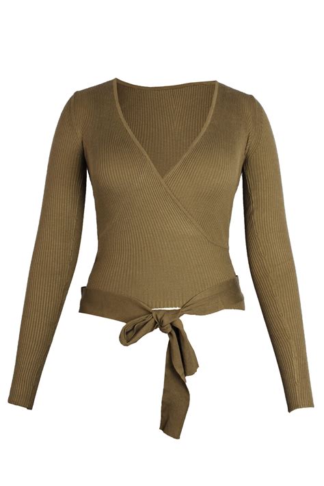 R1005 V Neck Long Sleeve Wrap Sweater Salted Basics