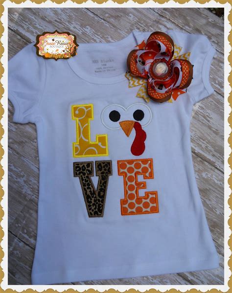 Thanksgiving Turkey Love Embroidered Shirt Embroided Tee Toddler Tee