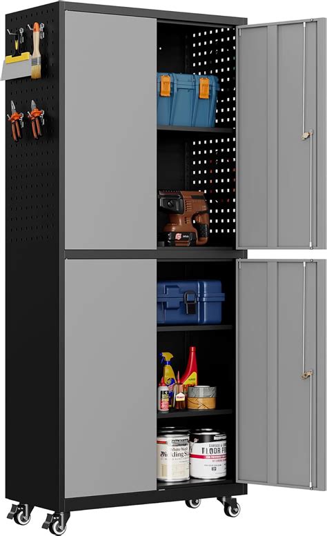 Amazon Sisesol Metal Storage Cabinet With Wheels Rolling Garage