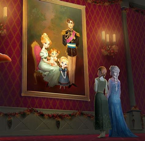 Frozen edit: Elsa and Anna looking at their family portrait with their ...