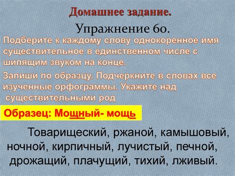 Ь после шипящих в конце слова у существительных - презентация онлайн