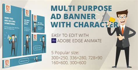 HTML5 Animated banner templates | «Character» | Edge Animate | Animated banners, Animated banner ...