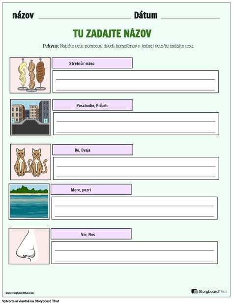 Pracovn List Homof Nne Vety Storyboard Por Sk Examples